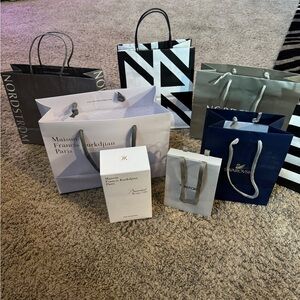 Nordstrom, Tom Ford, Bacharach rouge, Swarovski, and Sephora Gift bags